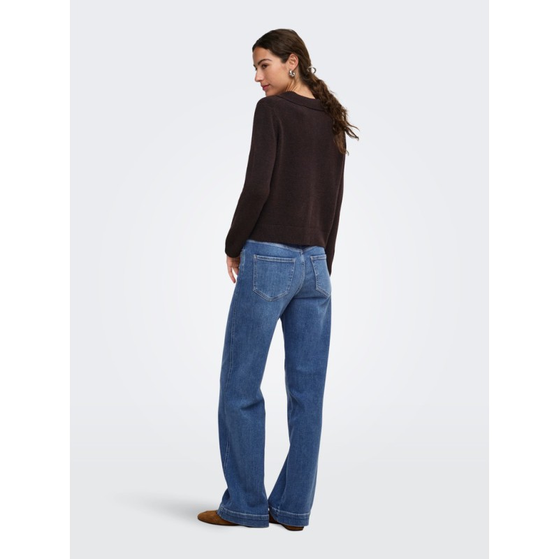 ONLY Alivia langærmet polo strikcardigan - Coffee Bean