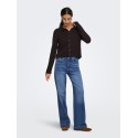 ONLY Alivia langærmet polo strikcardigan - Coffee Bean