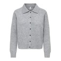 ONLY Alivia langærmet polo strikcardigan - Light Grey Melange