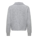 ONLY Alivia langærmet polo strikcardigan - Light Grey Melange