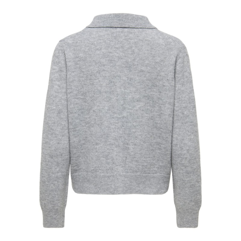 ONLY Alivia langærmet polo strikcardigan - Light Grey Melange
