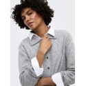 ONLY Alivia langærmet polo strikcardigan - Light Grey Melange