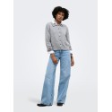 ONLY Alivia langærmet polo strikcardigan - Light Grey Melange