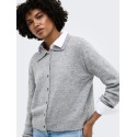 ONLY Alivia langærmet polo strikcardigan - Light Grey Melange