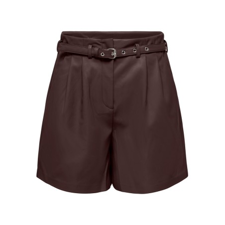 ONLY Heidi imiteret læder shorts - Coffee Bean