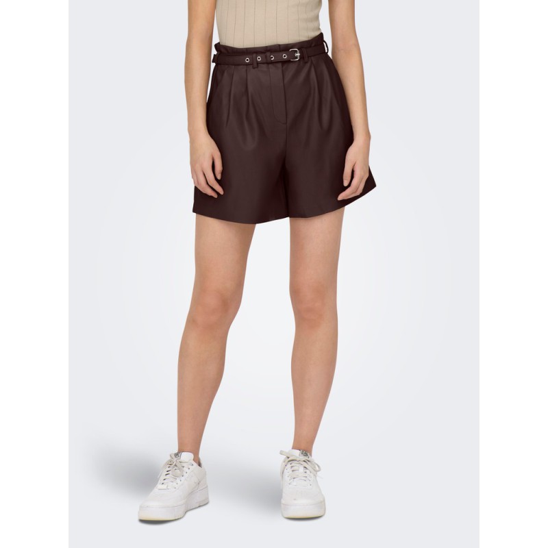 ONLY Heidi imiteret læder shorts - Coffee Bean