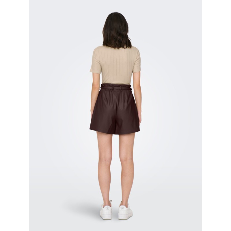 ONLY Heidi imiteret læder shorts - Coffee Bean
