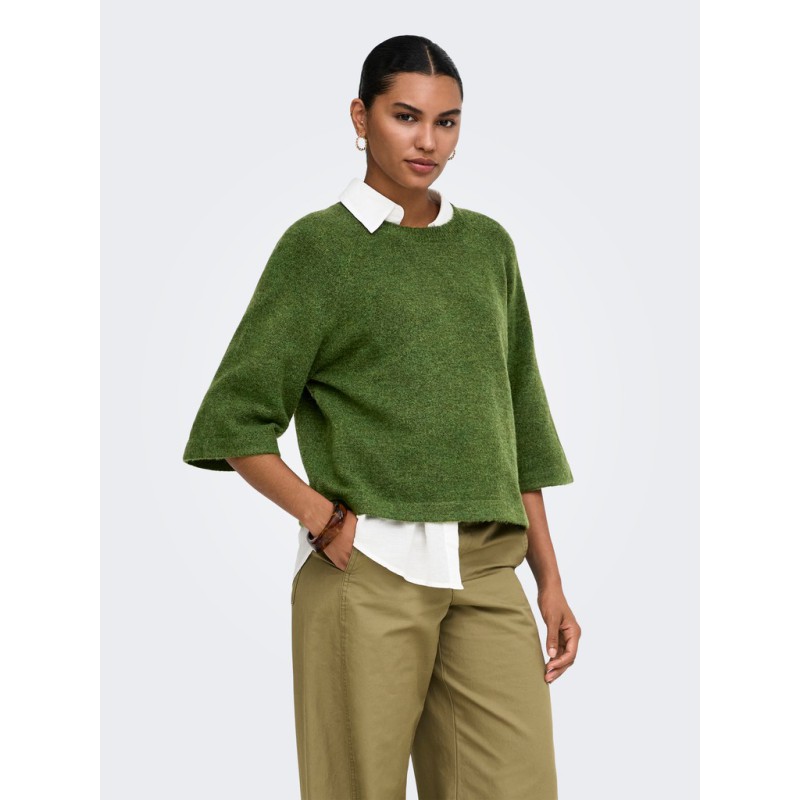 ONLY Simoni 3/4 strik pullover - Forest Night / Melange