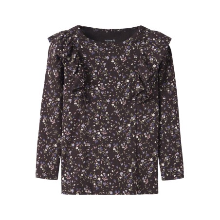 NAME IT MINI pige - Oceana langærmet bluse - Chocolate Plum