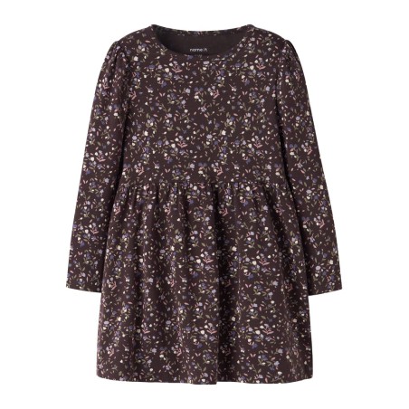 NAME IT MINI pige - Oceana langærmet kjole - Chocolate Plum
