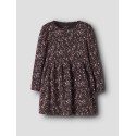 NAME IT MINI pige - Oceana langærmet kjole - Chocolate Plum