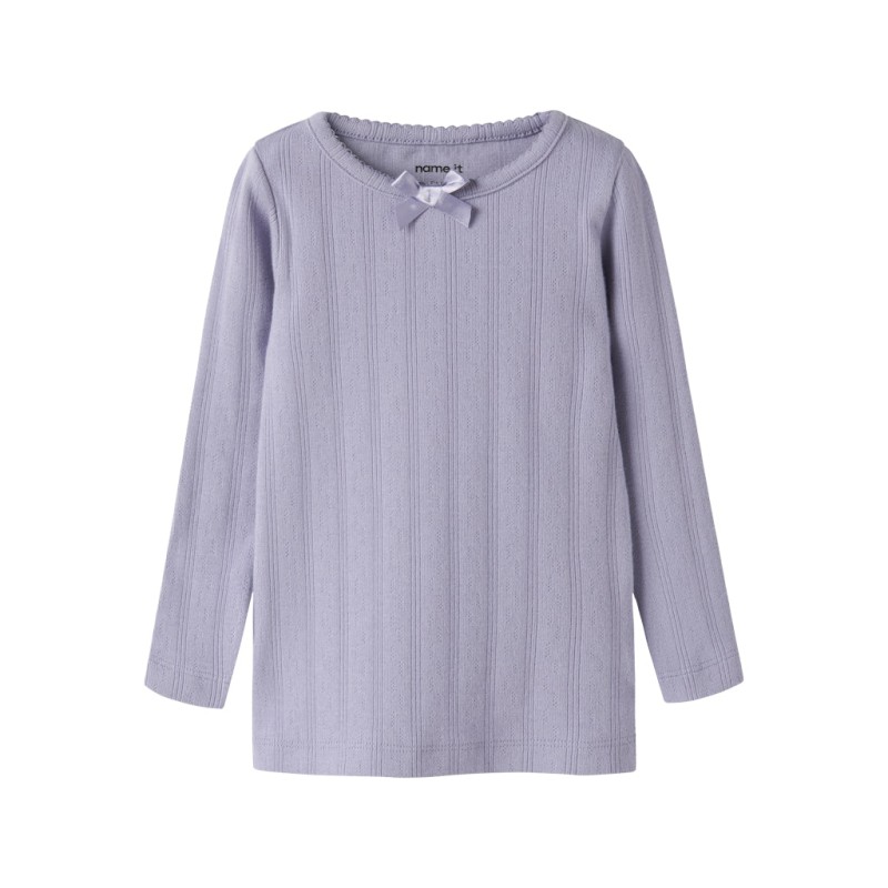 NAME IT MINI pige - Folene langærmet slim bluse - Heirloom Lilac