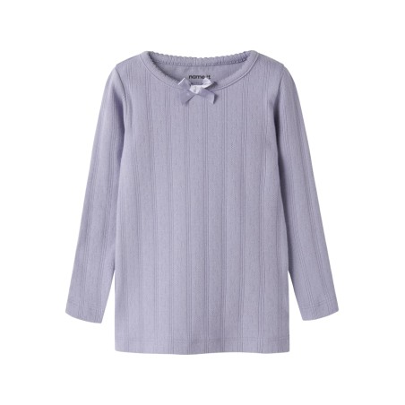 NAME IT MINI pige - Folene langærmet slim bluse - Heirloom Lilac