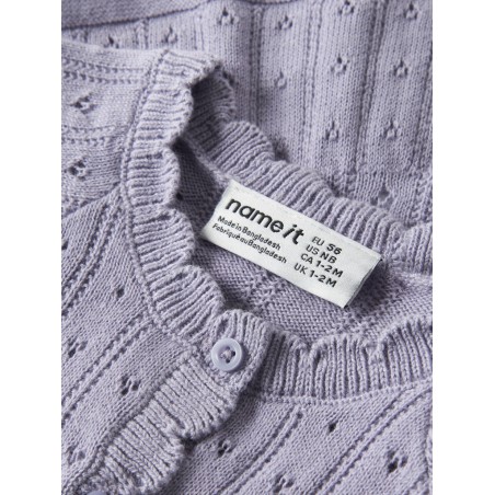 NAME IT BABY pige - Foxenia langærmet strikcardigan - Heirloom Lilac