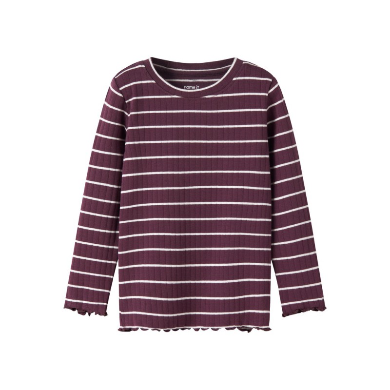 NAME IT MINI pige - Folena langærmet slim bluse - Mauve Wine