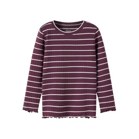 NAME IT MINI pige - Folena langærmet slim bluse - Mauve Wine
