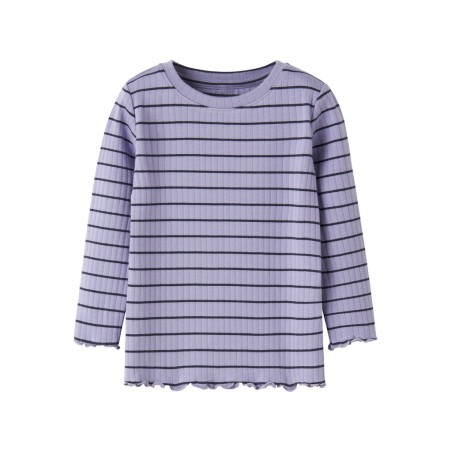 NAME IT MINI pige - Folena langærmet slim bluse - Lavender Icing