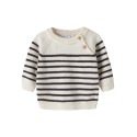 NAME IT BABY dreng - Ostripea lagærmet striktrøje - Antique White