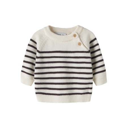 NAME IT BABY dreng - Ostripea lagærmet striktrøje - Antique White