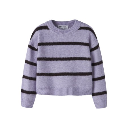 NAME IT MINI pige - Olenska langærmet striktrøje - Heirloom Lilac