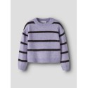 NAME IT MINI pige - Olenska langærmet striktrøje - Heirloom Lilac