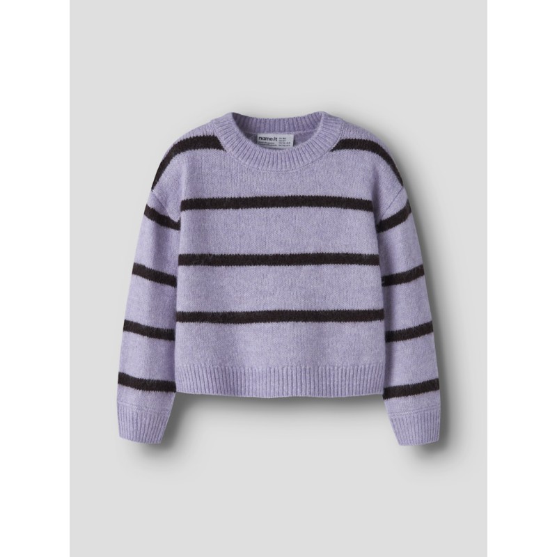 NAME IT MINI pige - Olenska langærmet striktrøje - Heirloom Lilac