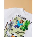 NAME IT KIDS dreng - Sena Minecraft T-shirt - Bright White