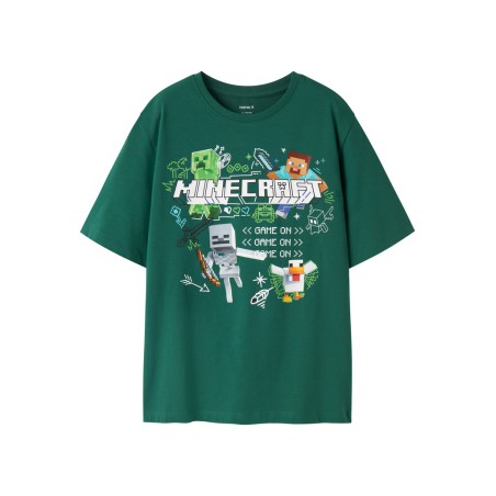 NAME IT KIDS dreng - Sena Minecraft T-shirt - Evergreen