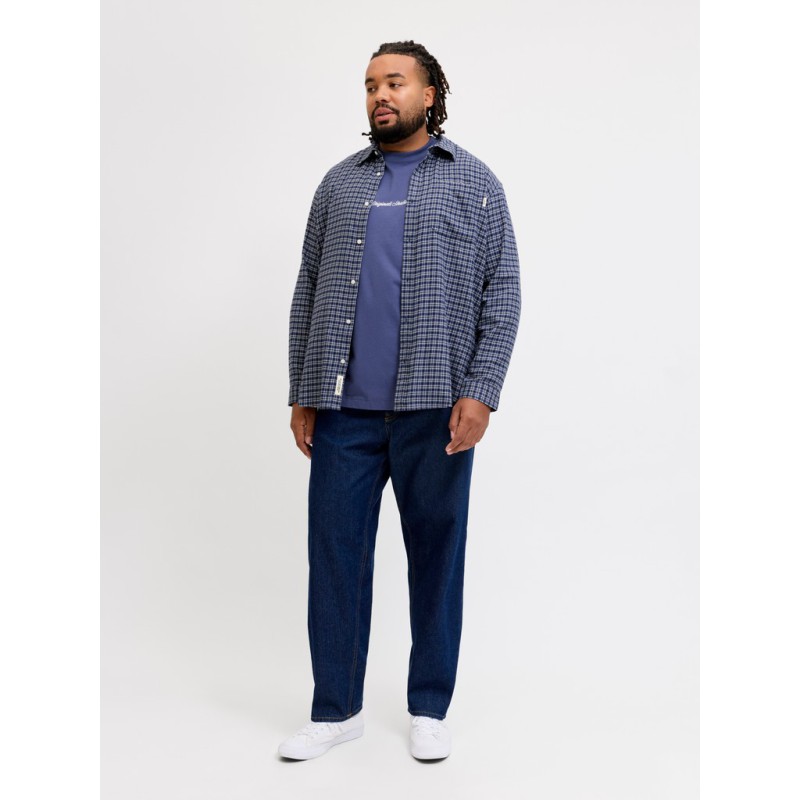JACK & JONES PLUS Frederiksberg flannel langærmet skjorte - Crown Blue