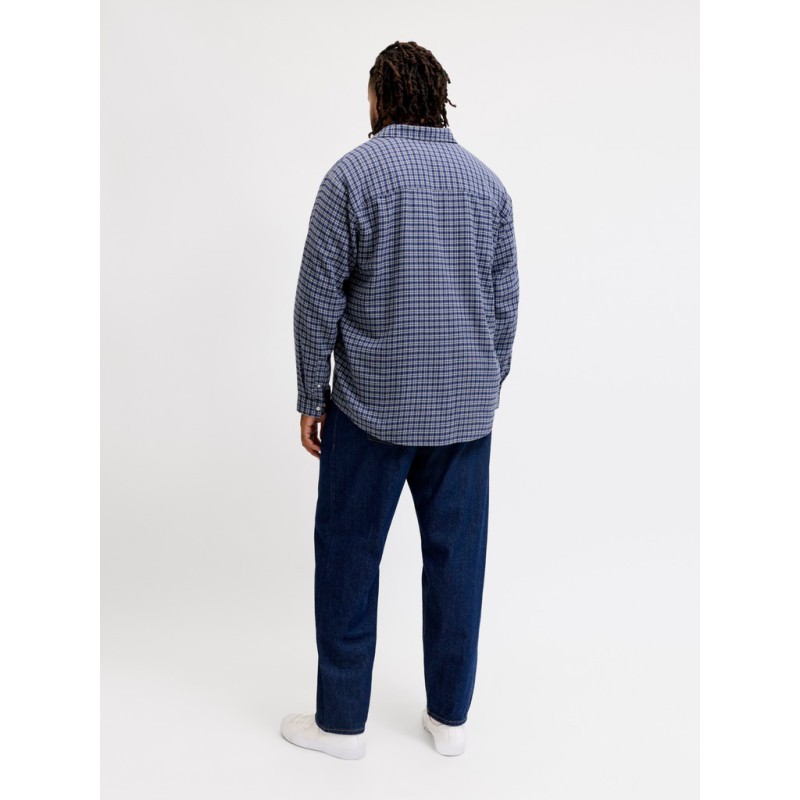 JACK & JONES PLUS Frederiksberg flannel langærmet skjorte - Crown Blue