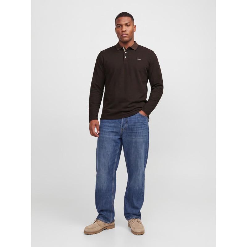 JACK & JONES PLUS Blualves langærmet polo - Hot Fudge