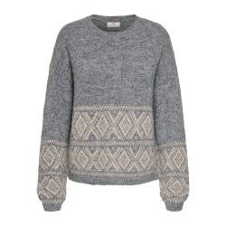 JDY Dina on faroe island strik pullover - Dark Grey Melange