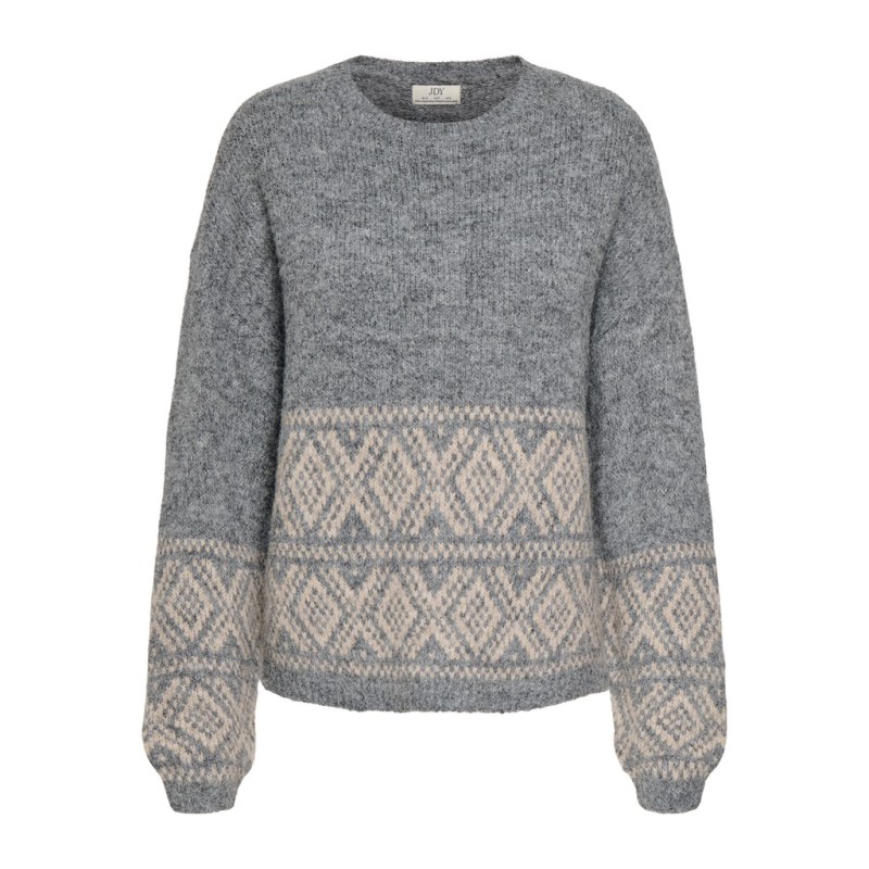 JDY Dina on faroe island strik pullover - Dark Grey Melange
