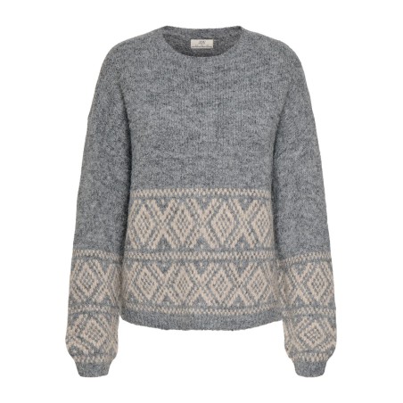 JDY Dina on faroe island strik pullover - Dark Grey Melange