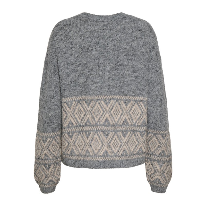 JDY Dina on faroe island strik pullover - Dark Grey Melange