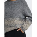 JDY Dina on faroe island strik pullover - Dark Grey Melange