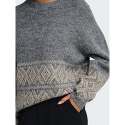 JDY Dina on faroe island strik pullover - Dark Grey Melange