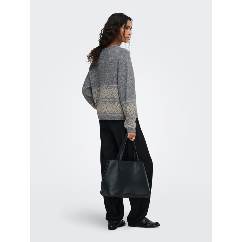 JDY Dina on faroe island strik pullover - Dark Grey Melange