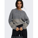 JDY Dina on faroe island strik pullover - Dark Grey Melange