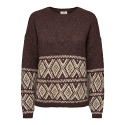 JDY Dina on faroe island strik pullover - Coffee Bean