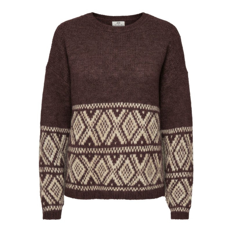 JDY Dina on faroe island strik pullover - Coffee Bean