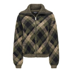ONLY Maroon langærmet zip strikcardigan -  Forest Night