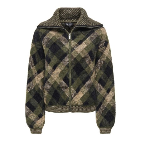 ONLY Maroon langærmet zip strikcardigan -  Forest Night