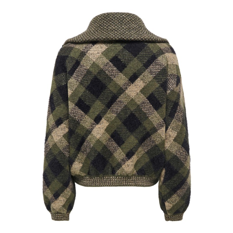 ONLY Maroon langærmet zip strikcardigan -  Forest Night