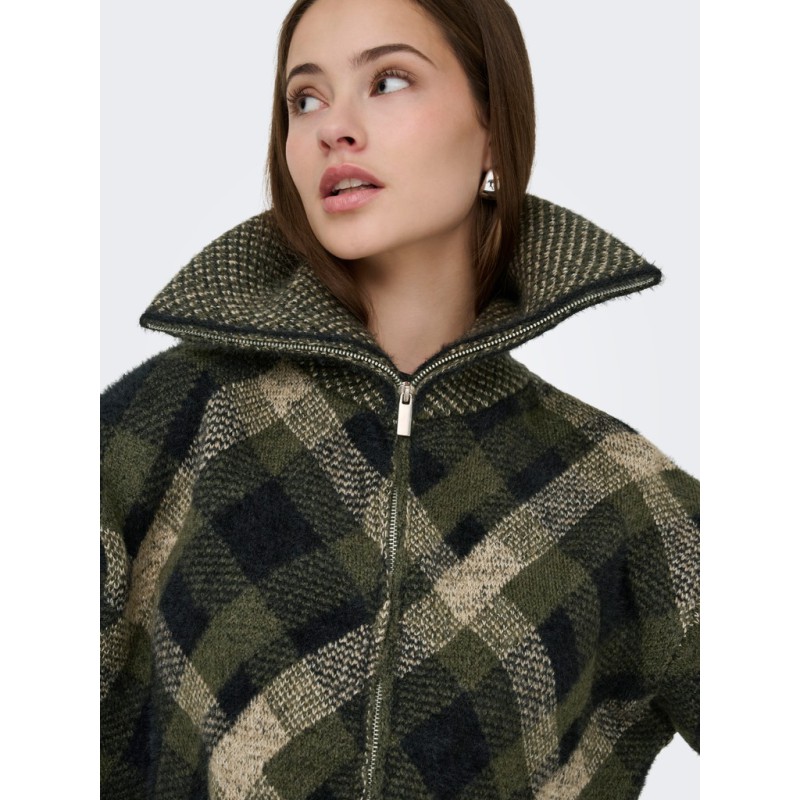 ONLY Maroon langærmet zip strikcardigan -  Forest Night