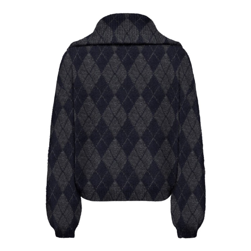 ONLY Maroon langærmet zip strikcardigan - Night Sky