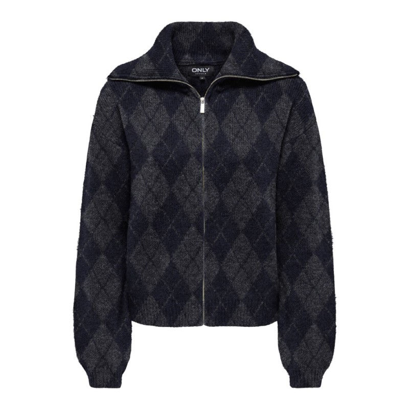 ONLY Maroon langærmet zip strikcardigan - Night Sky
