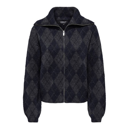 ONLY Maroon langærmet zip strikcardigan - Night Sky