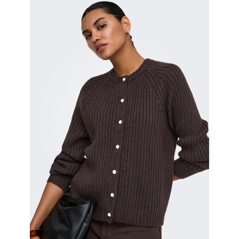 ONLY Kalibu strikcardigan - Chocolate Brown