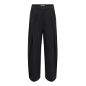 ONLY Pinya pleat barrel bukser - Black / Cloud Dancer Pinstripes